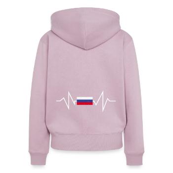 Russie - Sweat à capuche zippé Premium bio Femme - rose poudré - Dos - Julia (174cm)