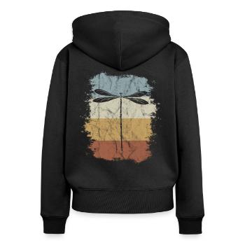 Dragonfly Fan Retro Vintage Dragonfly Silhouette - Women's Premium Organic Zip Hoodie - black - Back - Julia (174cm)