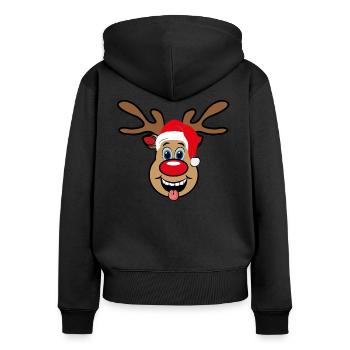 Team Rudolph Rudi Reindeer - Frauen Premium Bio Zip Hoodie - Schwarz - Hinten - Julia (174cm)