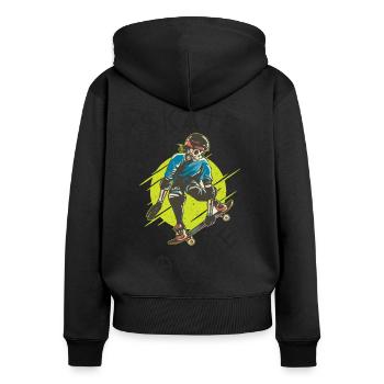 Skate or die Skeleton Skateboarder - Women's Premium Organic Zip Hoodie - black - Back - Julia (174cm)