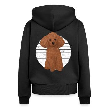 Hund Pfote Tierfreund Pudel - Frauen Premium Bio Zip Hoodie - Schwarz - Hinten - Julia (174cm)