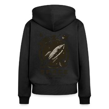 Weltraum Erkundung Abenteuer - Frauen Premium Bio Zip Hoodie - Schwarz - Hinten - Julia (174cm)