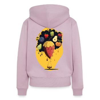 Rêve de fruits - Sweat à capuche zippé Premium bio Femme - rose poudré - Dos - Julia (174cm)