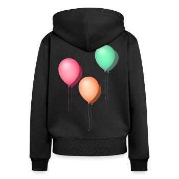 Luftballons Pastell - Frauen Premium Bio Zip Hoodie - Schwarz - Hinten - Julia (174cm)
