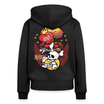 L’AMOUR SURMONTE LES MERS AGITÉES - Sweat à capuche zippé Premium bio Femme - noir - Dos - Julia (174cm)
