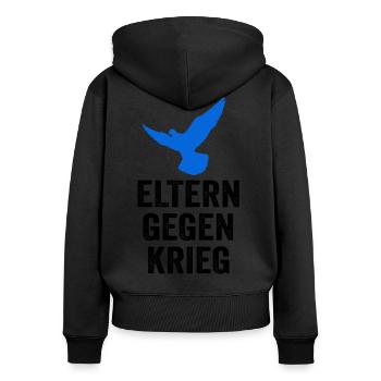 Eltern gegen Krieg - Frauen Premium Bio Zip Hoodie - Schwarz - Hinten - Julia (174cm)