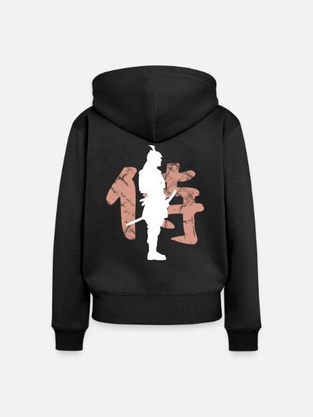 Samurai - Frauen Premium Bio Zip Hoodie - Schwarz