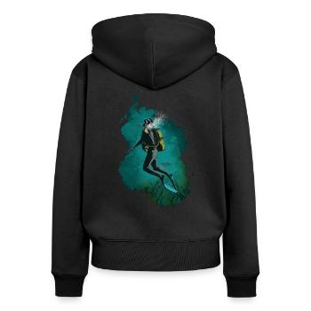 plongée - Sweat à capuche zippé Premium bio Femme - noir - Dos - Julia (174cm)