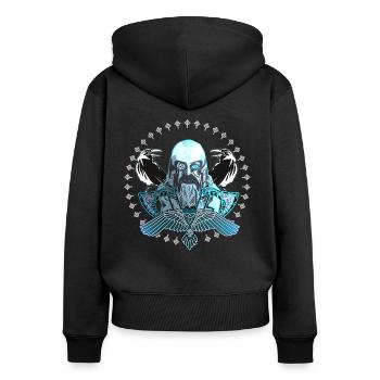 Odin - Women's Premium Organic Zip Hoodie - black - Back - Julia (174cm)