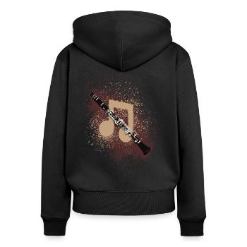 clarinette - Sweat à capuche zippé Premium bio Femme - noir - Dos - Julia (174cm)