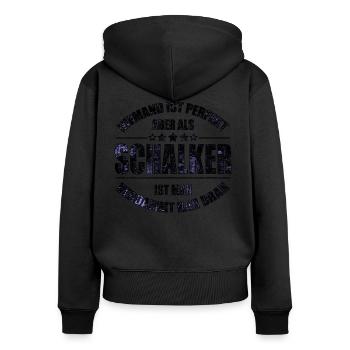 Schalker Fan Design Geschenkidee - Frauen Premium Bio Zip Hoodie - Schwarz - Hinten - Julia (174cm)