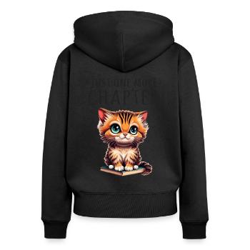 Just one more chapter Bookworm Cat - Women's Premium Organic Zip Hoodie - black - Back - Julia (174cm)