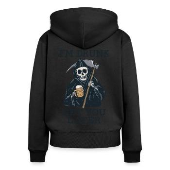 Drôle de squelette de faucheuse ivre vous obtient - Sweat à capuche zippé Premium bio Femme - noir - Dos - Julia (174cm)