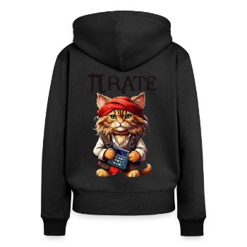 Pi day Pirate Cat - Women's Premium Organic Zip Hoodie - black - Back - Julia (174cm)