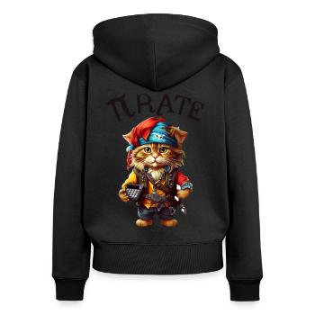 Pi day Pirate Cat - Women's Premium Organic Zip Hoodie - black - Back - Julia (174cm)