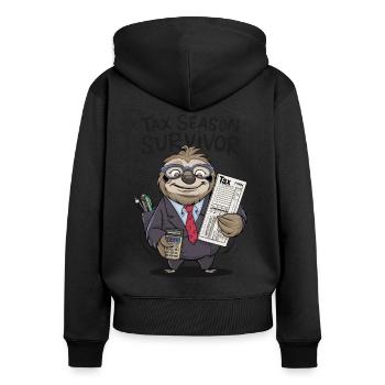 Survivant de la saison des impôts - Sweat à capuche zippé Premium bio Femme - noir - Dos - Julia (174cm)