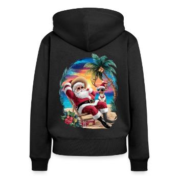 Noël en juillet - Sweat à capuche zippé Premium bio Femme - noir - Dos - Julia (174cm)