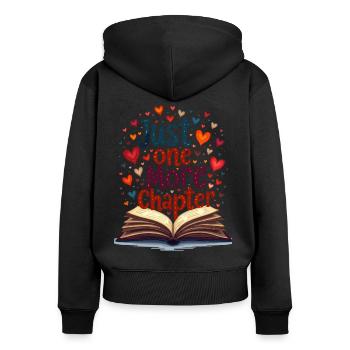 Nur noch ein Kapitel - Bücherwurm - Frauen Premium Bio Zip Hoodie - Schwarz - Hinten - Julia (174cm)