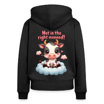 Süße traurige Kuh nicht in der richtigen Stimmung - Frauen Premium Bio Zip Hoodie - Schwarz - Hinten - Julia (174cm)