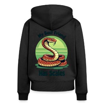 Mein bester Freund hat Schuppen Schlangenliebhaber - Frauen Premium Bio Zip Hoodie - Schwarz - Hinten - Julia (174cm)