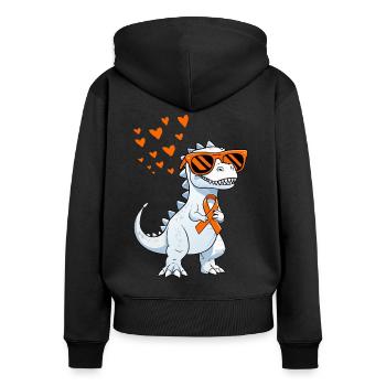 Soutien à la sensibilisation à la sclérose en plaques - Sweat à capuche zippé Premium bio Femme - noir - Dos - Julia (174cm)