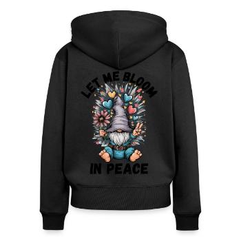 Laisse-moi m’épanouir en paix - Sweat à capuche zippé Premium bio Femme - noir - Dos - Julia (174cm)