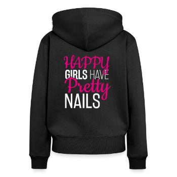 Les filles heureuses ont de beaux ongles, manucure - Sweat à capuche zippé Premium bio Femme - noir - Dos - Julia (174cm)