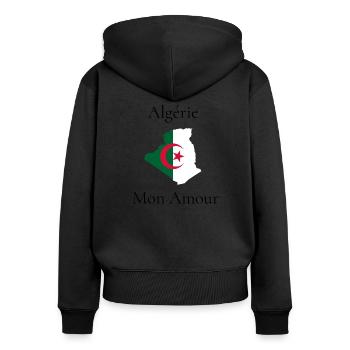Algérie Mon Amour - Sweat à capuche zippé Premium bio Femme - noir - Dos - Julia (174cm)