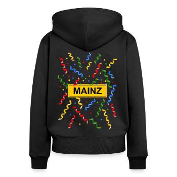 Mainz Mainzer Fastnacht Konfetti Kostüm Ortsschild - Frauen Premium Bio Zip Hoodie - Schwarz - Hinten - Julia (174cm)