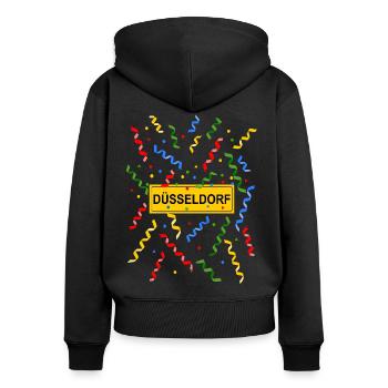 Düsseldorf Karneval Konfetti Kostüm Ortsschild - Frauen Premium Bio Zip Hoodie - Schwarz - Hinten - Julia (174cm)