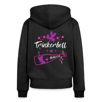 Trinkerbell Mallorca - Frauen Premium Bio Zip Hoodie - Schwarz - Hinten - Julia (174cm)