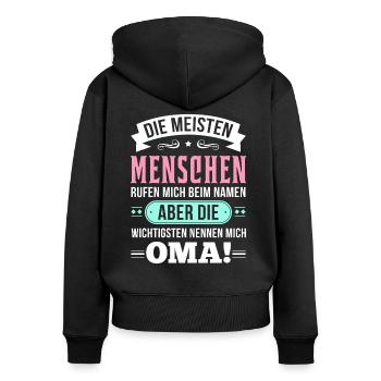 Les personnes les plus importantes m'appellent grand-mère - Sweat à capuche zippé Premium bio Femme - noir - Dos - Julia (174cm)