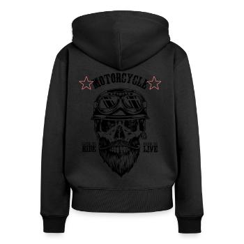 Motorrad Biker Skull - LIVE TO RIDE... - Frauen Premium Bio Zip Hoodie - Schwarz - Hinten - Julia (174cm)