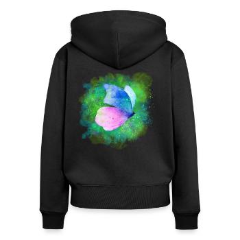 Schmetterling butterfly - Frauen Premium Bio Zip Hoodie - Schwarz - Hinten - Julia (174cm)
