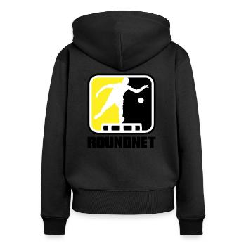 Roundnet Spike Ball Spikeball Fun - Frauen Premium Bio Zip Hoodie - Schwarz - Hinten - Julia (174cm)