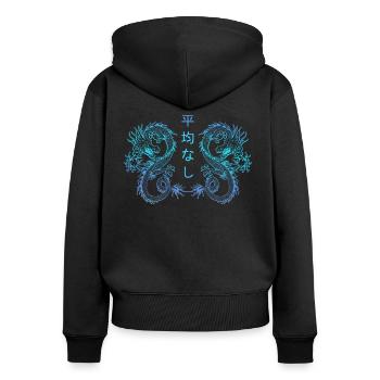 Japanischer Drache Tattoo Anime Drache mit Kanji - Frauen Premium Bio Zip Hoodie - Schwarz - Hinten - Julia (174cm)