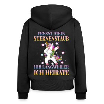 Einhorn Junggesellin Junggesellinnenabschied - Frauen Premium Bio Zip Hoodie - Schwarz - Hinten - Julia (174cm)
