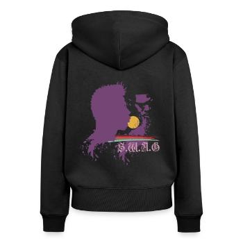 SWAG - Frauen Premium Bio Zip Hoodie - Schwarz - Hinten - Julia (174cm)