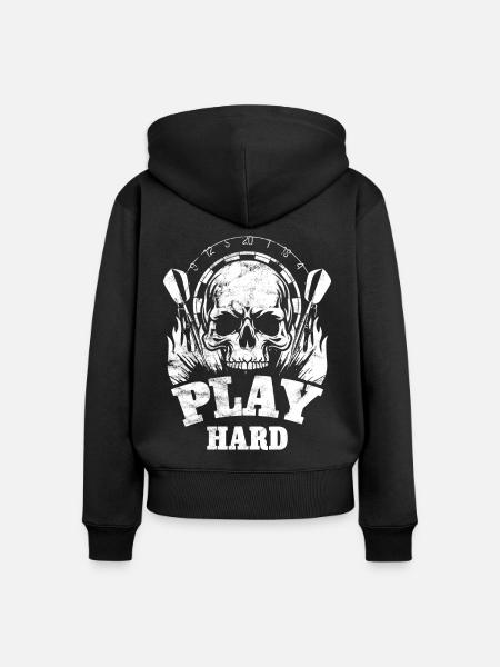 Dart Totenkopf - Play Hard - Frauen Premium Bio Zip Hoodie - Schwarz