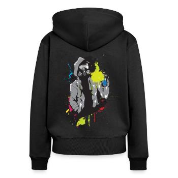 Sprayer Grafitti mask - Women's Premium Organic Zip Hoodie - black - Back - Julia (174cm)