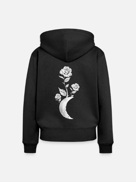 Mond Rose Okkult - Frauen Premium Bio Zip Hoodie - Schwarz