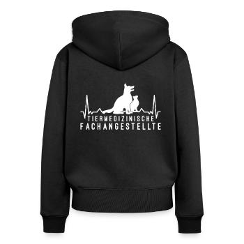 Tierärztin Hund Katze Herzschlag - Frauen Premium Bio Zip Hoodie - Schwarz - Hinten - Julia (174cm)