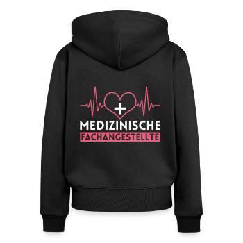 MFA Herzschlag EKG Herz Outfit - Frauen Premium Bio Zip Hoodie - Schwarz - Hinten - Julia (174cm)