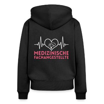 MFA Helferin Herzschlag - Frauen Premium Bio Zip Hoodie - Schwarz - Hinten - Julia (174cm)