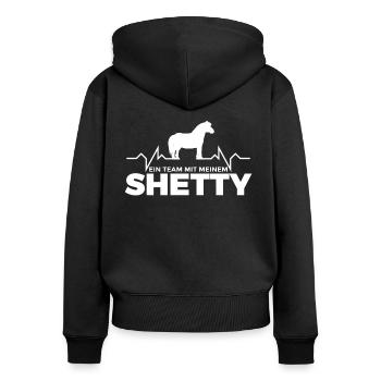 Shetty Pferd Spruch EKG - Frauen Premium Bio Zip Hoodie - Schwarz - Hinten - Julia (174cm)