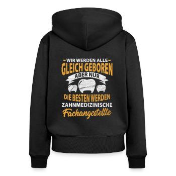 Zahnmedizinische Fachangestellte Spruch - Frauen Premium Bio Zip Hoodie - Schwarz - Hinten - Julia (174cm)