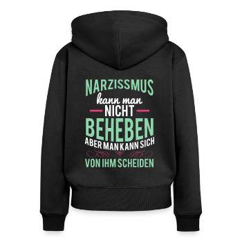Geschieden Narzissmus Scheidung Exfrau - Frauen Premium Bio Zip Hoodie - Schwarz - Hinten - Julia (174cm)