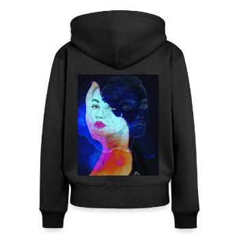 zwei Seiten - Frauen Premium Bio Zip Hoodie - Schwarz - Hinten - Julia (174cm)