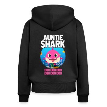 Aunty Hai Shark Sea Auntie Gift - Women's Premium Organic Zip Hoodie - black - Back - Julia (174cm)