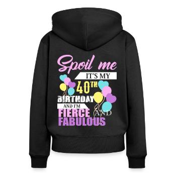 40. Geburtstag - Frauen Premium Bio Zip Hoodie - Schwarz - Hinten - Julia (174cm)